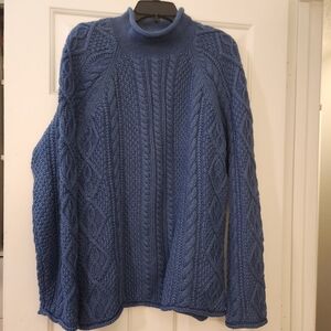 J CREW Blue Cable knit Over-sized  Sweater 100% Cotton